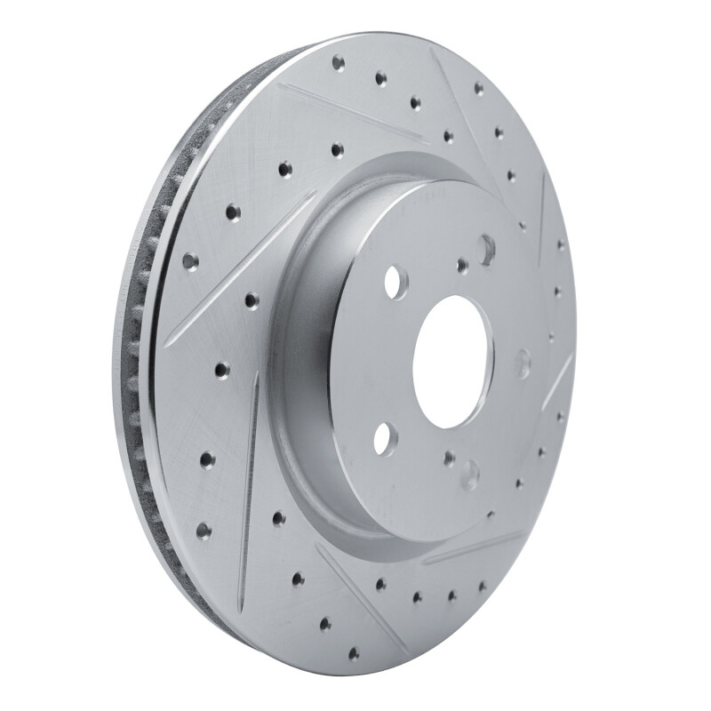 Lexus UX250h Brake Rotor (1) - Front Right - R1 Concepts - Drilled & Slotted - Silver - `18-`25